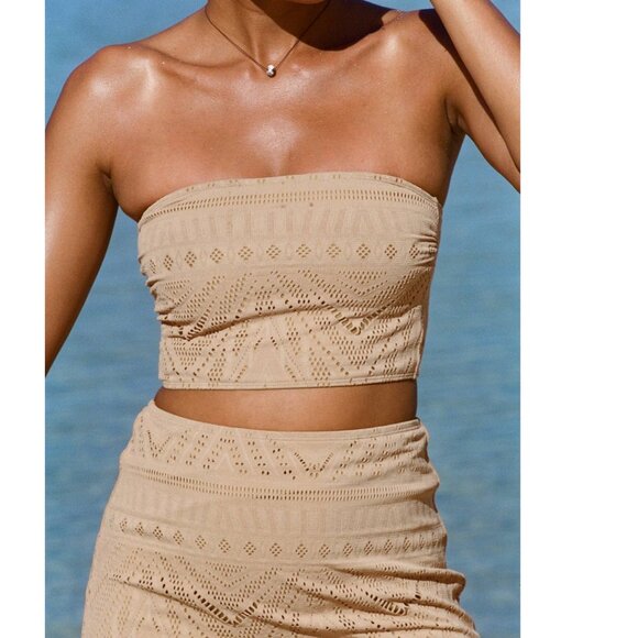 Vitamin A Harper Bandeau Top - Natural Calico Crochet - Picture 1 of 11
